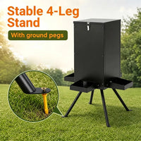 14 Gallon Gravity Deer Feeder 50-90 LBS Capacity Galvanized Coated Steel Wildlife Game Feeder with 4 Feeding Trays Locka