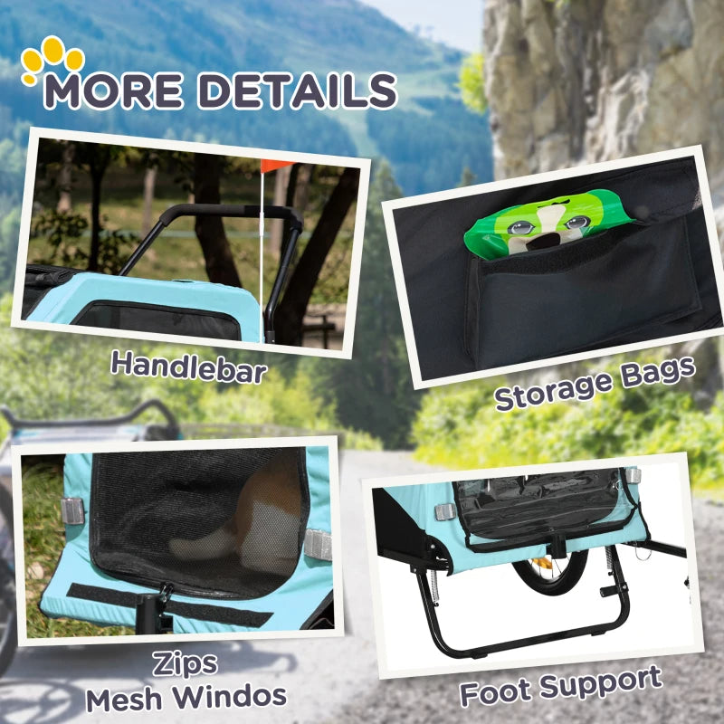 2-in-1 Dog Bike Trailer Pet Stroller Carrier For Large Dogs With Hitch, Quick-release Wheels, Foot Support, Pet Bicycle 