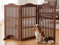 Wooden Freestanding Foldable Pet Gate for Dogs, 30 inch 3 Panels Step Over Fence, Dog Gate for The House, Doorway