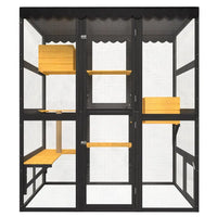 Cat Catio Outdoor Cat Enclosure For Multiple Indoor Outdoor Cats, Large Wooden Walk-in Cat House With Window Connection 