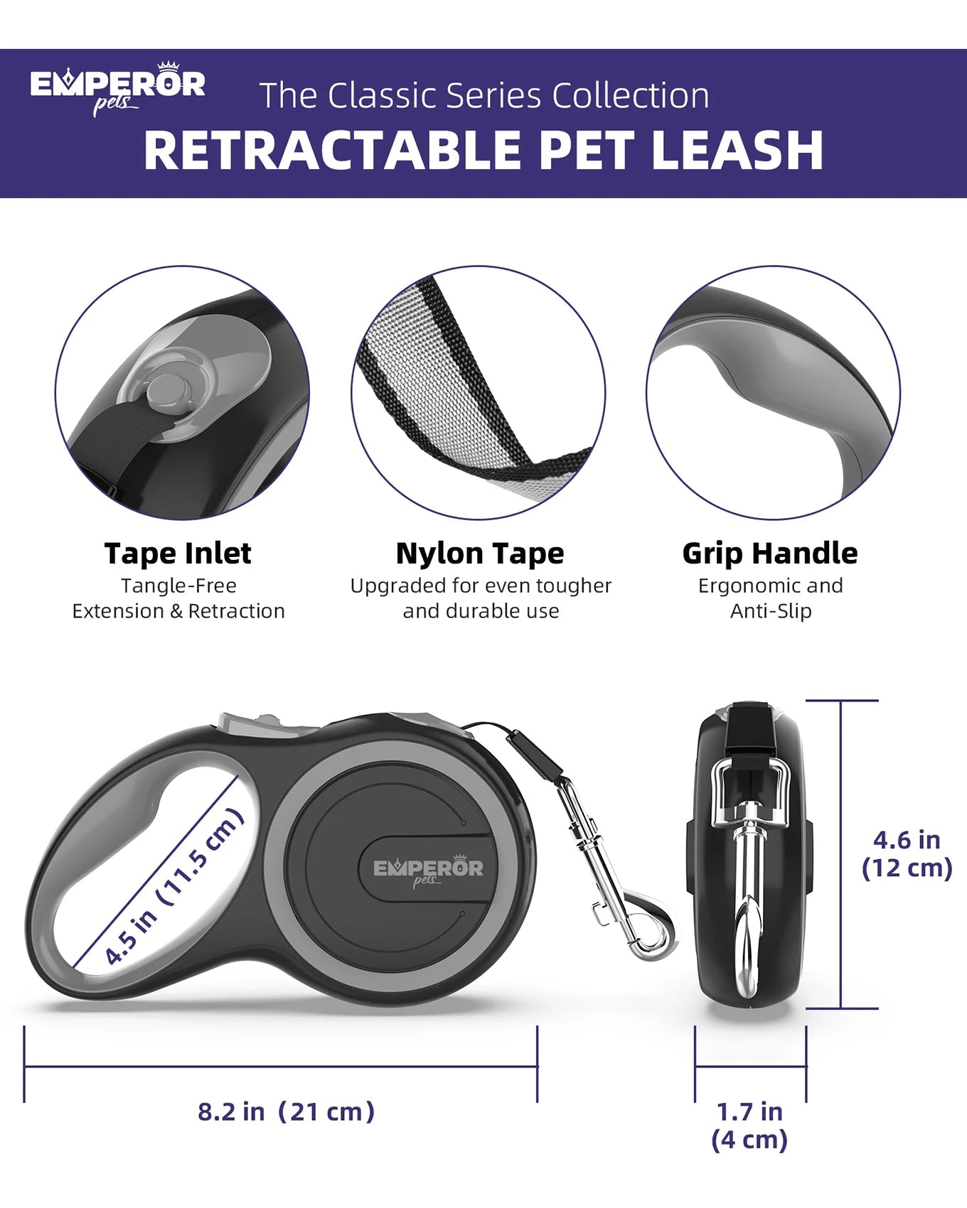 Unleash Adventure! 🌟 16ft Heavy-Duty Retractable Leash for Large Dogs (up to 110lbs) 🐾 - BIG FRENCHIES