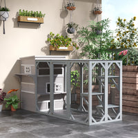 Outdoor Cat House, 3-Tier Kitty Shelter with 5 Escape Doors, Weather Resistant, Gray & White
