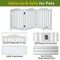 Wooden Freestanding Foldable Pet Gate for Dogs, 24 inch 3 Panels Step Over Fence, Dog Gate for The House, Doorway