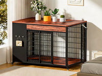 42-Inch Double Wide Wooden Double-Door Dog Crate Side Table Combo - Heavy-Duty DIY Assembly, Chew-Resistant Construction