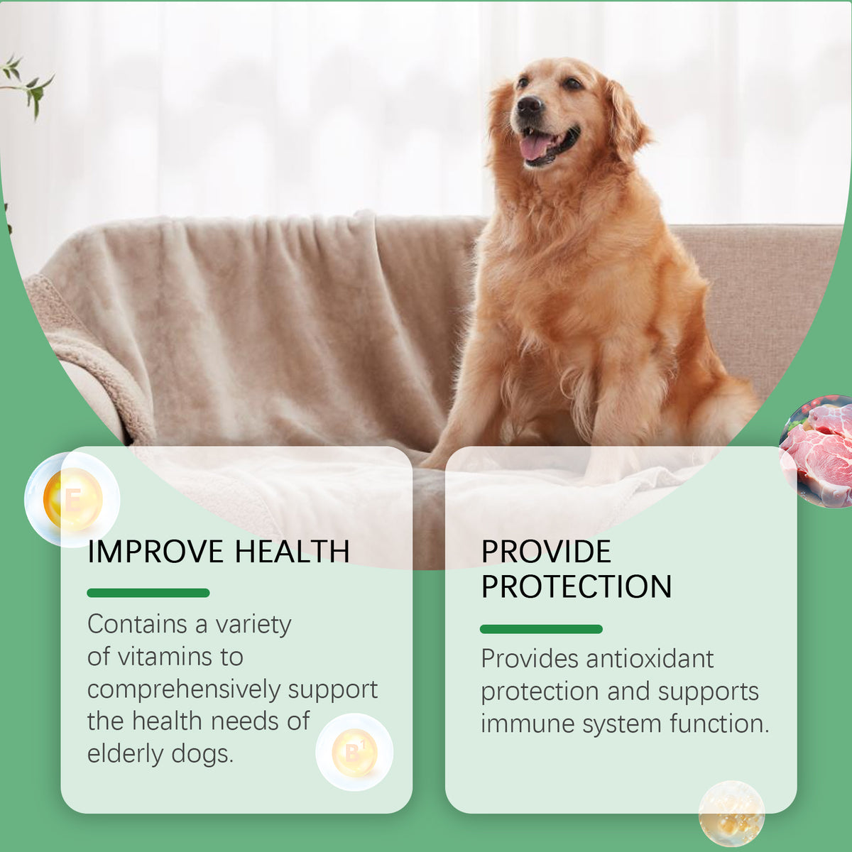 Senior Dog Vitamin Tablets, Multivitamin Supplement For Older Dogs, Support Immunity, Eyes, Skin & Bone Health, 80 Chewa