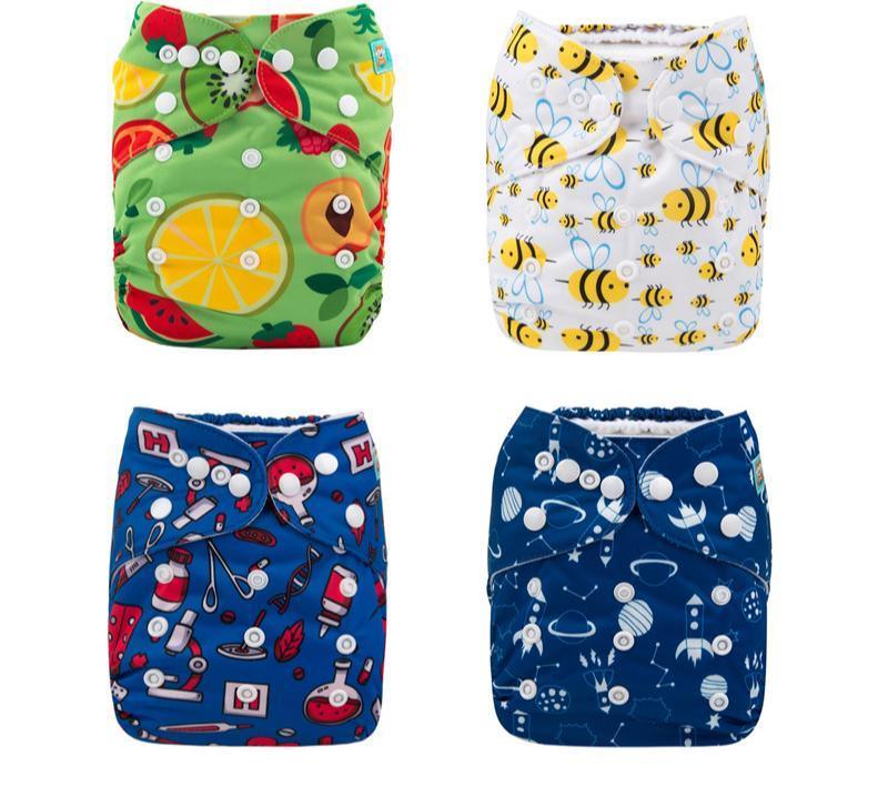 Baby One Size Fits All Reusable Baby Cloth Diaper with Microfiber Insert Diaper For Baby Boys and Baby Girls In Modern New Printed Design - BIG FRENCHIES