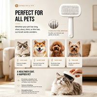 Pet Slicker Brush For Cats & Dogs, Self-Cleaning Grooming Brush With One-Click Hair Removal, Gentle Deshedding Tool For 