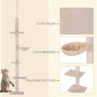 8.5ft Cat Climbing Tree 5-Tier Kitty Activity Center with Scratching Post Beige