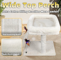 Cozy Beige Cat Tree with Condo, Scratch Post, Hammock & Fun Hanging Balls for Your Feline Friends - BIG FRENCHIES