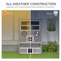 Outdoor Cat House, 3-Tier Kitty Shelter with 5 Escape Doors, Weather Resistant, Gray & White