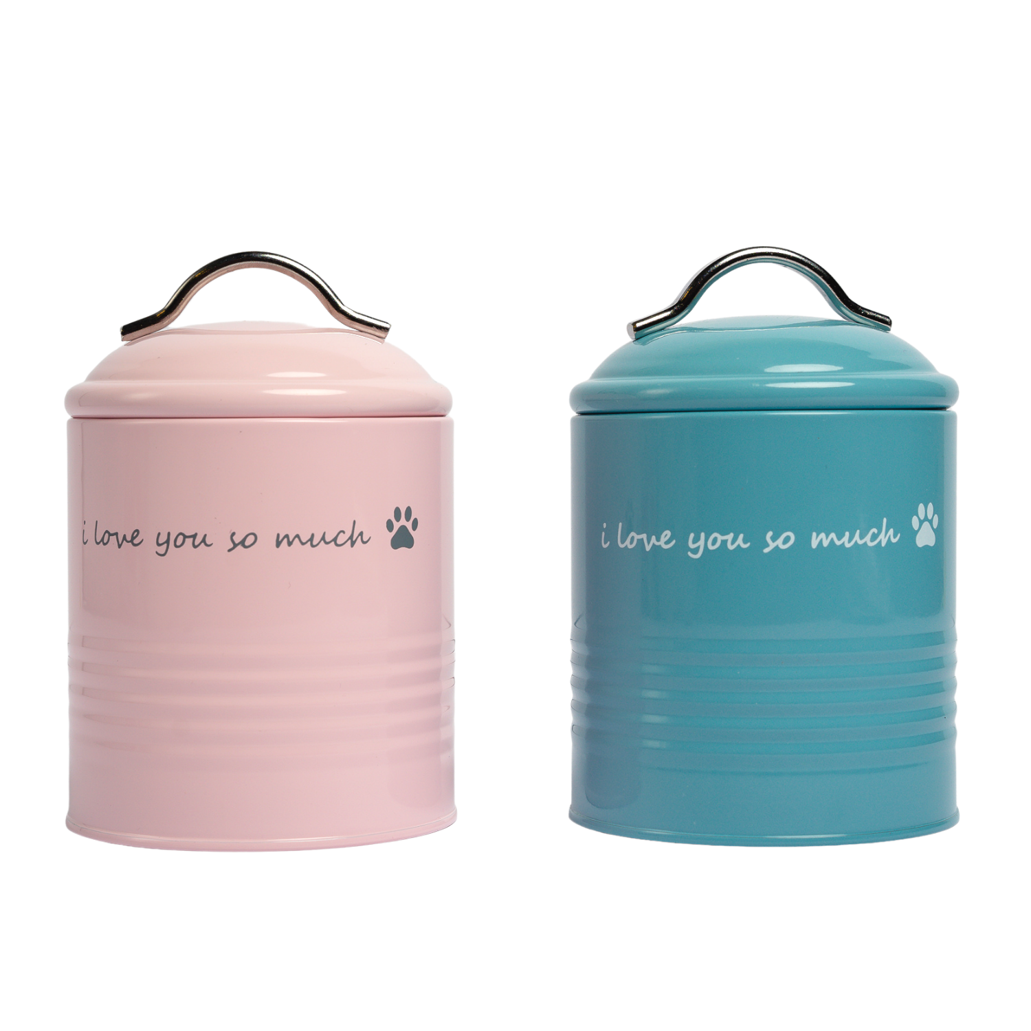 "I Love You So Much" Dog Treat Canister Gift Set – Pink & Blue - BIG FRENCHIES