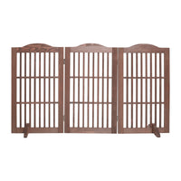 Wooden Freestanding Foldable Pet Gate for Dogs, 30 inch 3 Panels Step Over Fence, Dog Gate for The House, Doorway