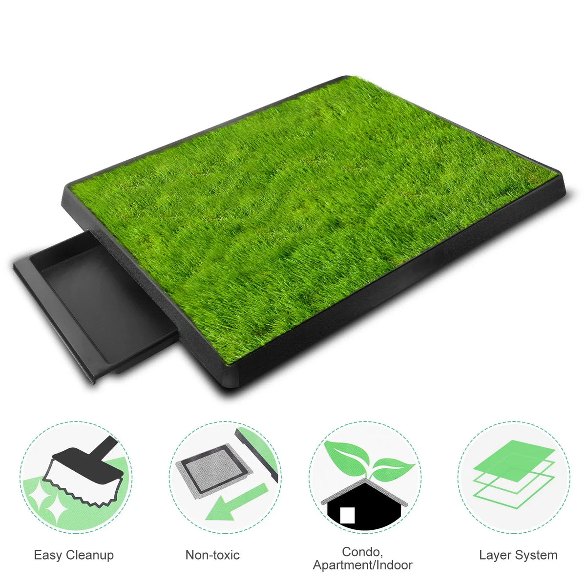 25"×20" Dog Toilet Indoor Puppy Training Pad, Dog Potty Pet Training Grass Mat, Removable Waste Tray for Easier Clean Up