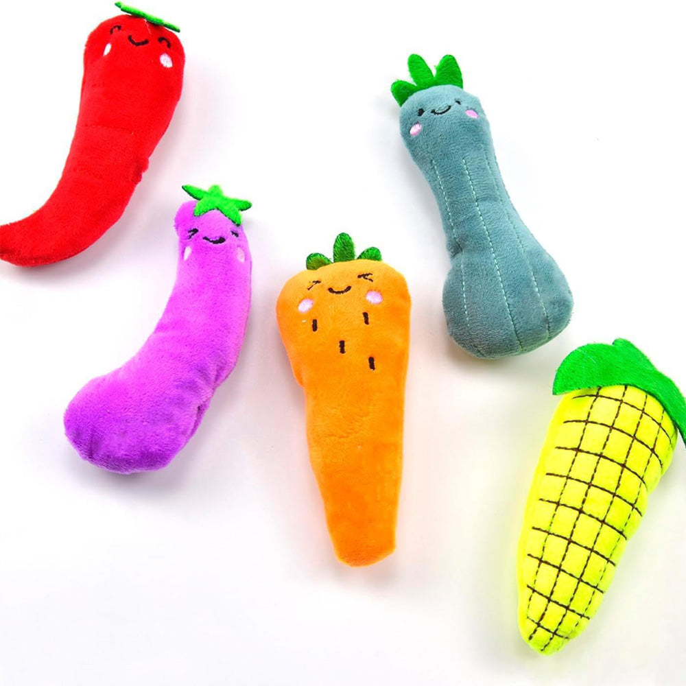 5 Pack Vegetable Catnip Plush Toys, Cute Kicker Chew Toys For Indoor Cats