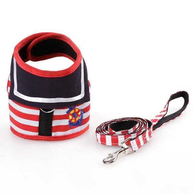 Adjustable Dog Collar Harness Leash Creative Navy Suit Style Chest Strap Rope Cats Dog Harness Leash Cute Design Chest Coverage Rope for Small Medium Dogs Cats-Harnesses-BIG FRENCHIES-Stevvex