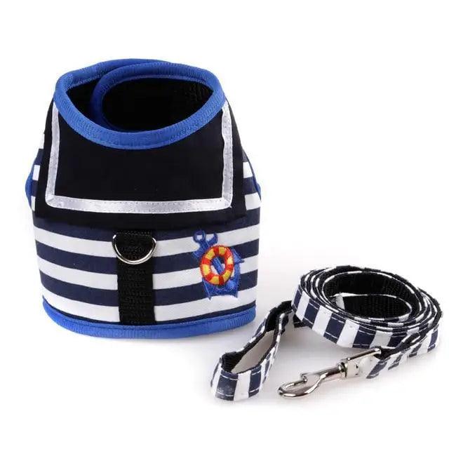 Adjustable Dog Collar Harness Leash Creative Navy Suit Style Chest Strap Rope Cats Dog Harness Leash Cute Design Chest Coverage Rope for Small Medium Dogs Cats-Harnesses-BIG FRENCHIES-Stevvex