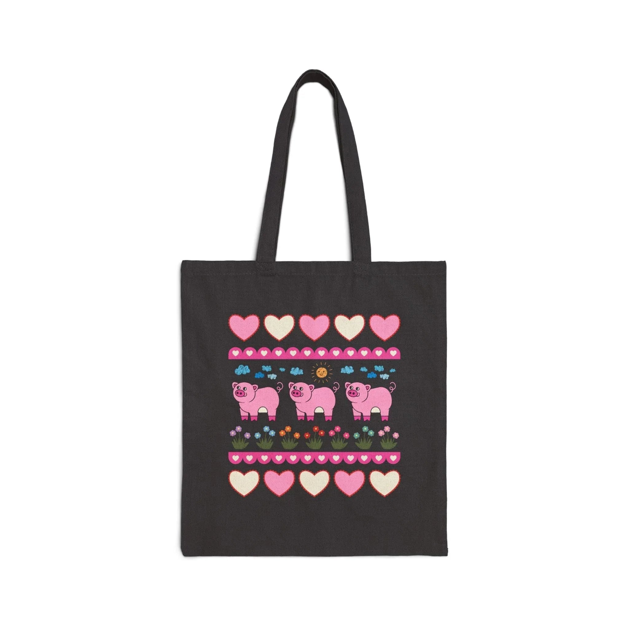 Adorable Pig Tote Bag with Flowers - BIG FRENCHIES