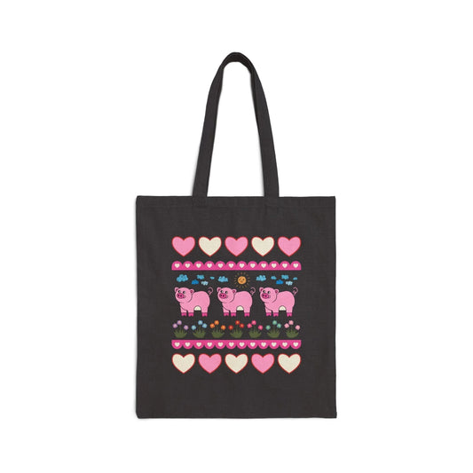 Adorable Pig Tote Bag with Flowers - BIG FRENCHIES