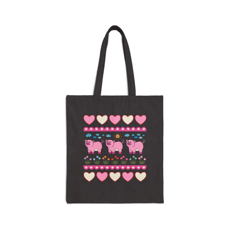 Adorable Pig Tote Bag with Flowers - BIG FRENCHIES
