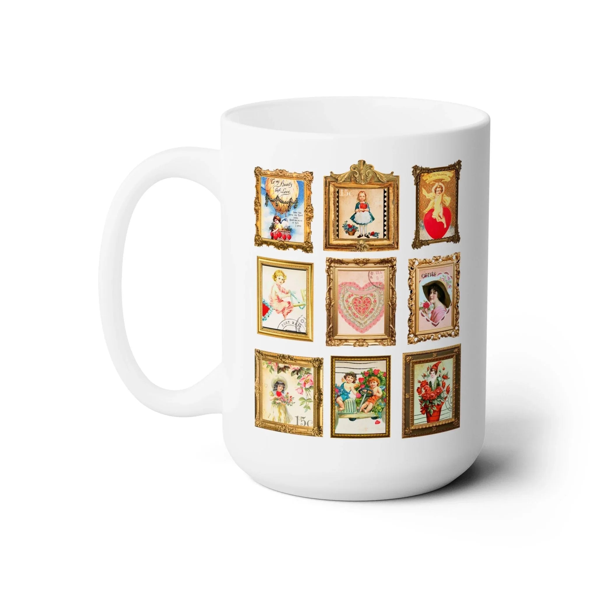 Adorable Vintage Valentine Stamps Coffee Mug - BIG FRENCHIES