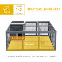 Rabbit Hutch, Waterproof Rabbit House for Small Animals, Gray