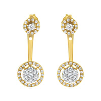14K Yellow Gold Plated .925 Sterling Silver 5/8 Cttw Diamond Removable Stud and Dangle Earrings (I-J Color, I2-I3)