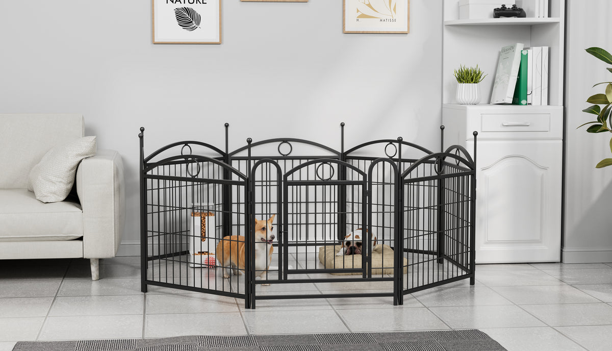 Dog Playpen Indoor 24 inch 8 Panels Metal Dog Pen Pet Dog Fence Outdoor Exercise Pen with Doors, Heavy Duty Dog Fence Pu