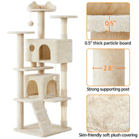 Ultimate 70" Double Condo Cat Tree with Scratching Posts - Creamy Comfort for Your Feline Friends! - BIG FRENCHIES