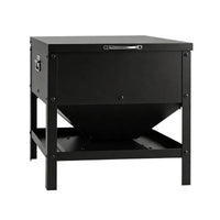 Heavy Duty Stainless Steel Chicken Feed Hopper with Lift Top Cover, Raised Legs Spill-Proof Poultry Feeding Box for Back
