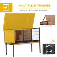 Rabbit Hutch Elevated Bunny Cage Small Animal Habitat with Metal Frame, No Leak Tray, Metal Wire Pan, Openable Water-Res