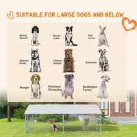 13.1' x 7.5' x 4.9' Outdoor Dog Kennel Dog Run with Waterproof, UV Resistant Cover for Medium Large Sized Dogs, Silver