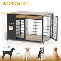 42-Inch Double Wide Wooden Double-Door Dog Crate Side Table Combo - Heavy-Duty DIY Assembly, Chew-Resistant Construction