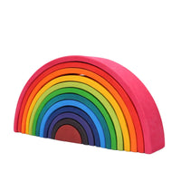 12-Piece Large Wooden Rainbow Stacking Blocks – Primary Colors | Pine or Linden Wood Options - BIG FRENCHIES