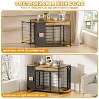 38in Dog Crate Furniture - Dog Crate With DIY Frame, Sliding Door Indoor Kennel, Wooden Dog Cage End Table, For Medium-L