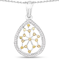 0.45 Carat Genuine White Diamond and Yellow Diamond .925 Sterling Silver Pendant