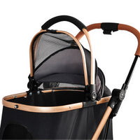 Pet Stroller for Dogs and Cats, 2-in-1 Detachable Foldable 4 Wheels Pet Stroller, Quick One-Hand Fold, Storage Basket, D