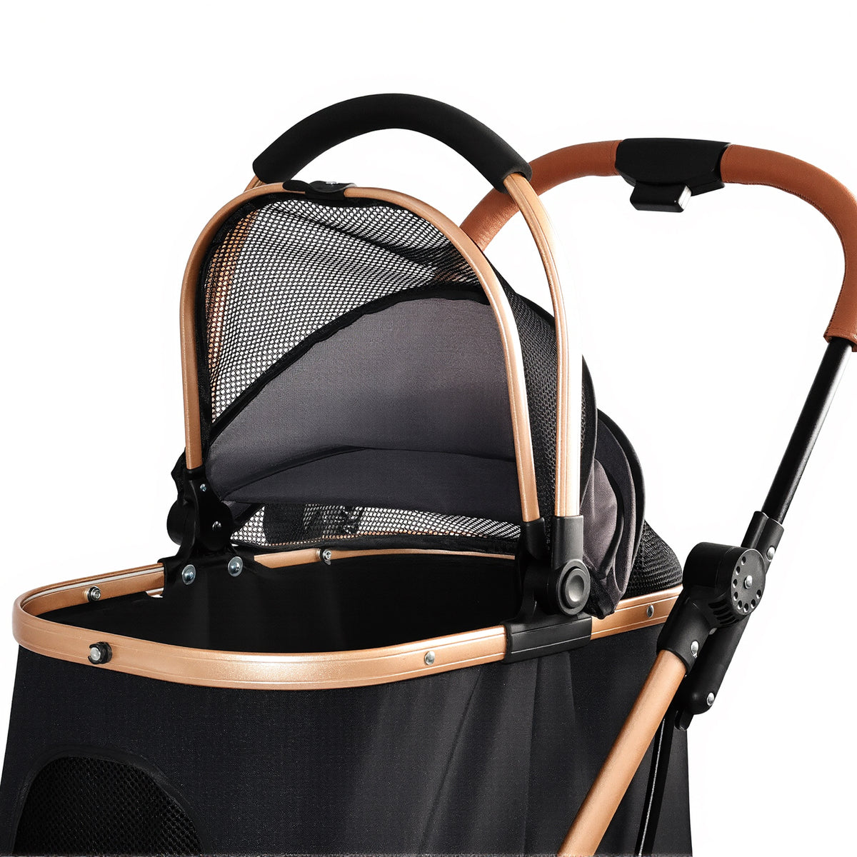 Pet Stroller for Dogs and Cats, 2-in-1 Detachable Foldable 4 Wheels Pet Stroller, Quick One-Hand Fold, Storage Basket, D