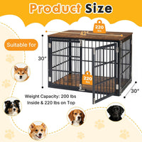 Sturdy Dog Crate Furniture, Heavy Duty Kennel For Large & Medium Dogs, Indoor Use