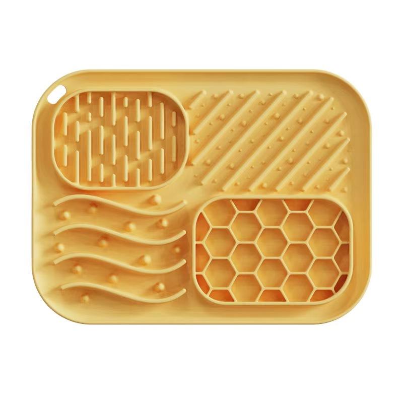 Silicone Pet Licking Mat, 4 Zones Slow Feeder Mat With Strong Suction Cups For Dogs & Cats, Anxiety Relief Lick Pad For 