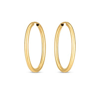 14k Yellow Gold Endless Oval Hoop Earrings(2x25mm)