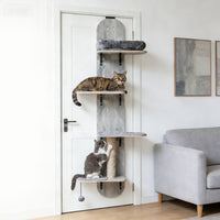 Door Hanging Cat Climber 4-level Height Adjustable With Plush Bed Teasing Ball Jute Rope Scratching Post