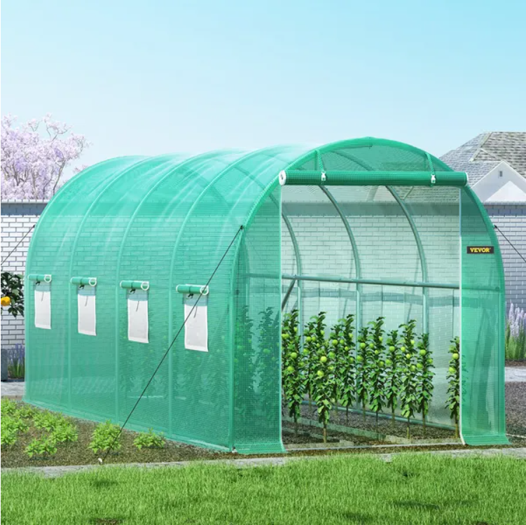 VEVOR Walk-in Tunnel Greenhouse, 14.8 X 6.6 X 6.6 Ft Portable Plant Hot House W Galvanized Steel Hoops, 1 Top Beam, Diag