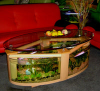 WARRANTY INCLUDED! 55 gallon GLASS round circle table aquarium fish tank setup- MAPLE