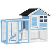 49 Wooden Rabbit Hutch Bunny Cage With Waterproof Asphalt Roof, Fun Outdoor Run, Removable Tray And Ramp, For Rabbits, C