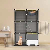 1Pc 3 Tier Cat Cage Indoor with Litter Box Hammock Detachable Metal Wire Cat Kennel Cat House Cat Enclosure with Ladder 