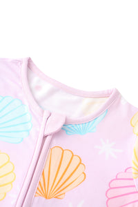 PoshTOT Colorful Seashell Bamboo Baby Convertible Zippy Romper