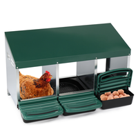 3 Compartment Roll Out Chicken Nesting Box With Plastic Basket, Egg Nest Box Chicken Laying Box Hens Chicken Coop Box, G