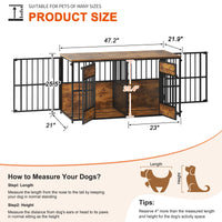 Wooden Dog Crate Furniture, Large Dog Kennel With Storage Top, Indoor Pet Cage