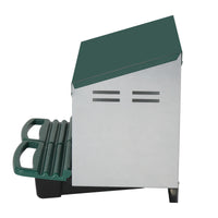 2 Compartments 54x52x47cm Pitched Roof House Iron-plastic Green Chicken Feeding Trough