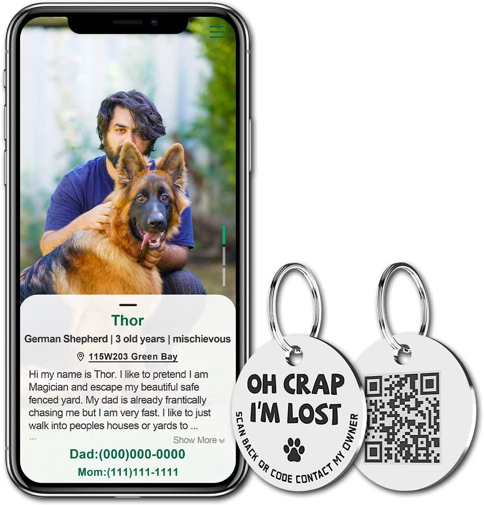 QR Code Pet Tags: Instant Email Alerts & Online Profiles - BIG FRENCHIES